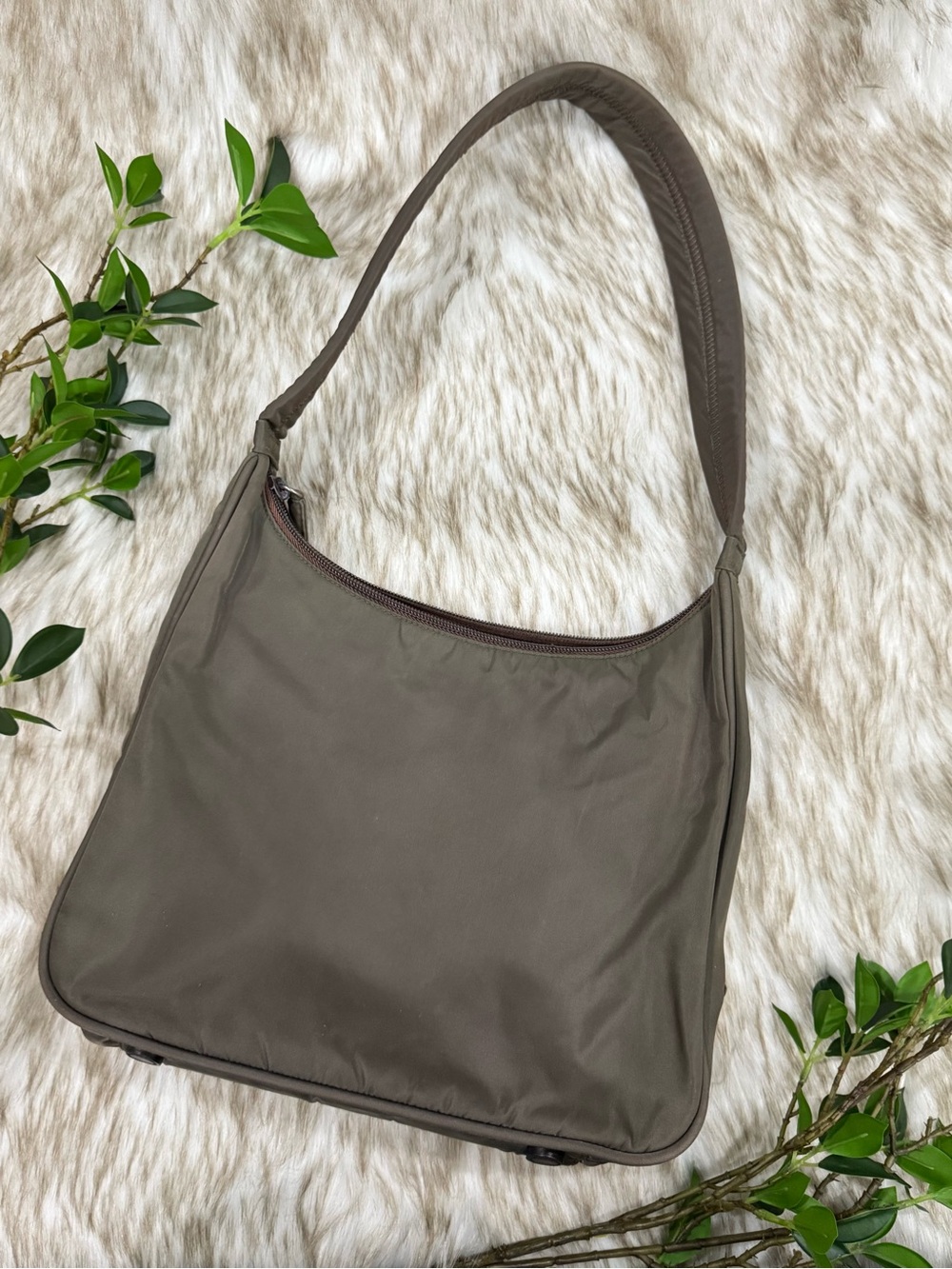 Prada Vintage Green Tessuto Sport Nylon Shoulder Bag